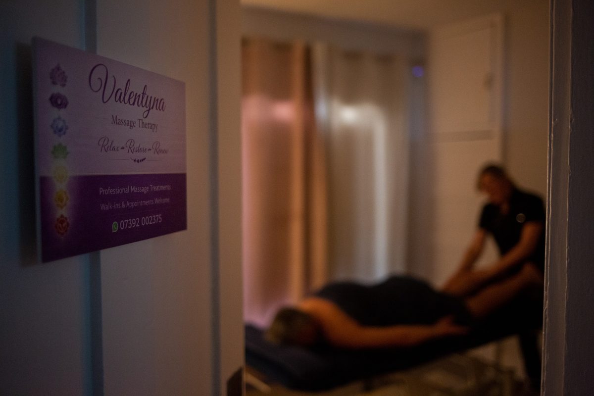 The Valentyna Massage Therapy studio in Reigate, seen from the doorway